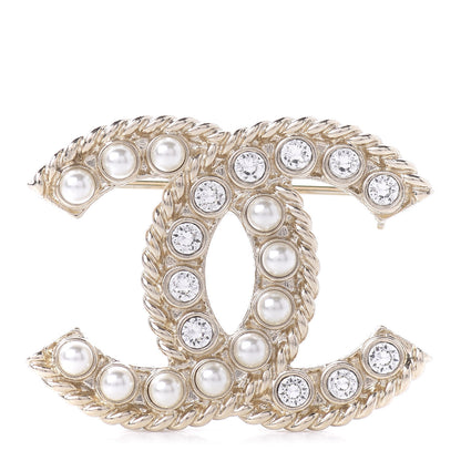 Chanel Pearl Crystal April In Paris CC Brooch Gold 1 of 5