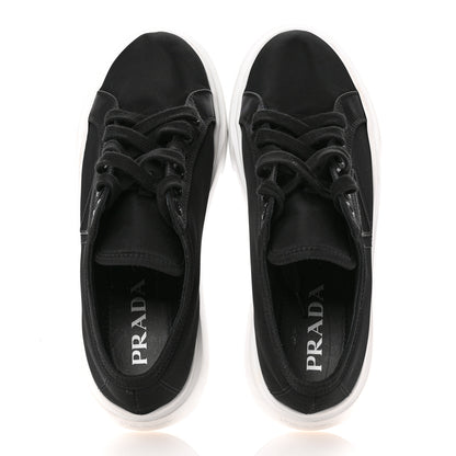 Prada Nylon Gabardine Triangle Logo Platform Sneakers 39 Black 2 of 14