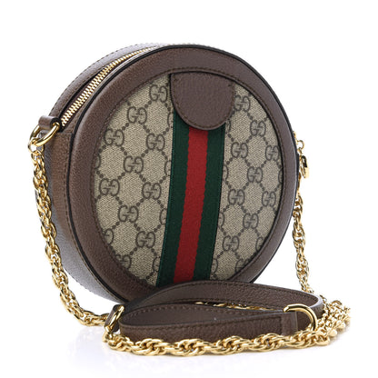 Gucci GG Supreme Monogram Web Mini Ophidia Round Shoulder Bag Brown 3 of 10