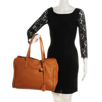 Alexander McQueen Pebbled Calfskin Large Skull Padlock Zip Around Tote Camel 2 of 7