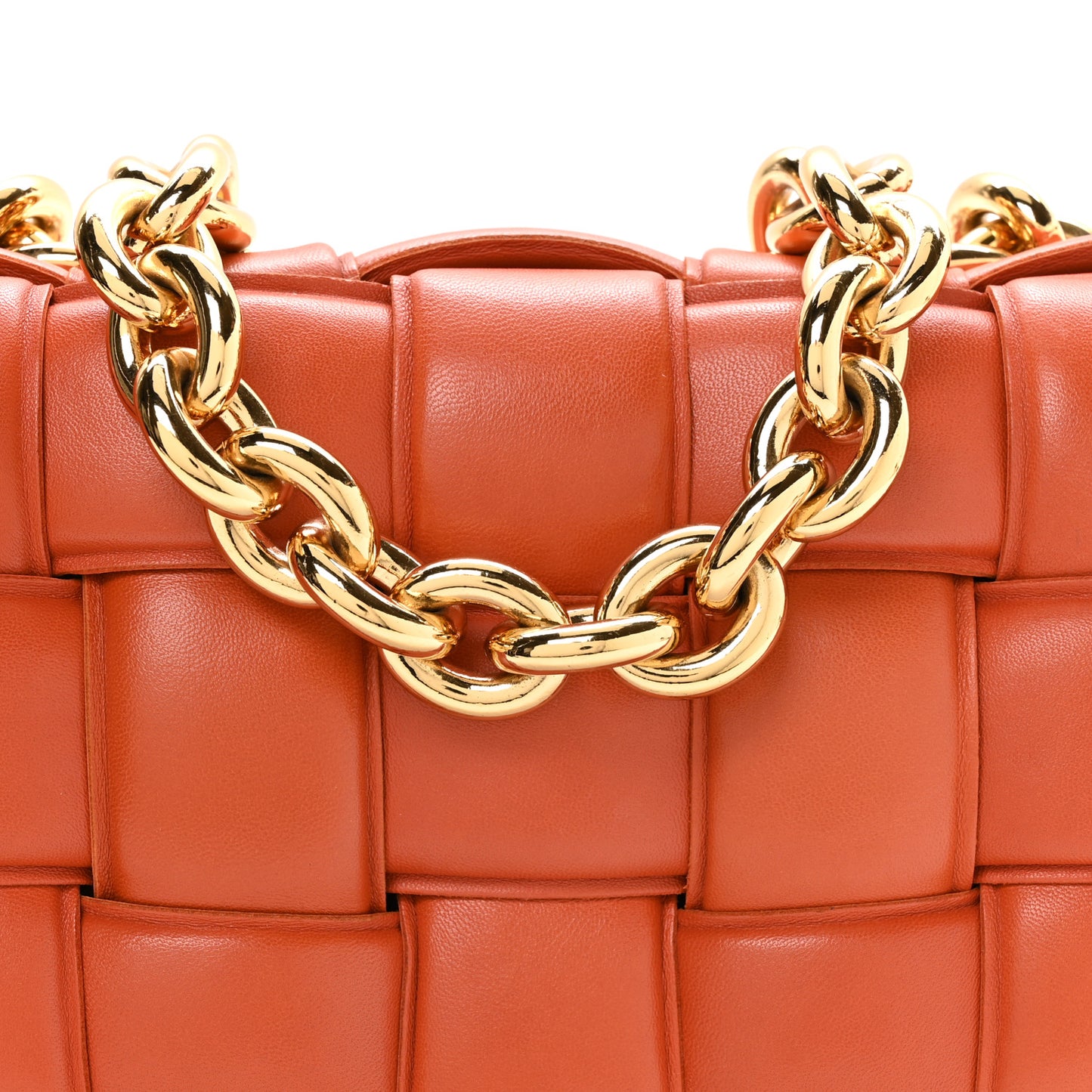 Lambskin Maxi Intreccio Padded Chain Cassette Crossbody Bag Maple