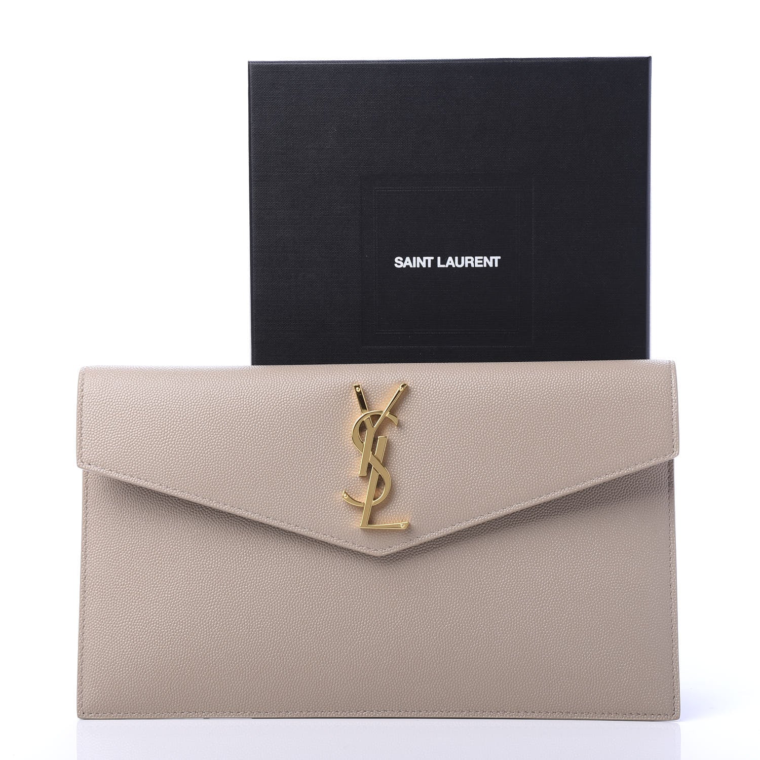 Saint Laurent Grain De Poudre Uptown Pouch Dark Beige 10 of 10