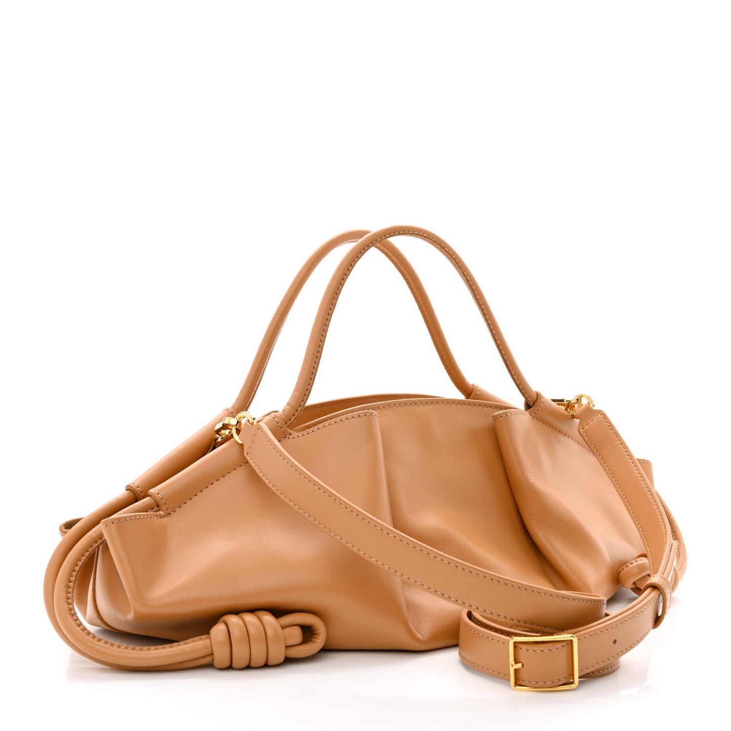 Shiny Nappa Calfskin Paseo Bag Warm Desert
