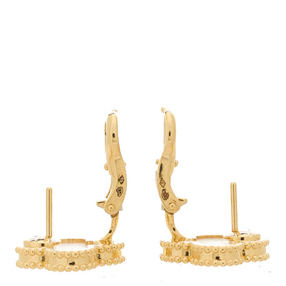 Van Cleef & Arpels 18K Yellow Gold Mother of Pearl Vintage Alhambra Earrings 3 of 5