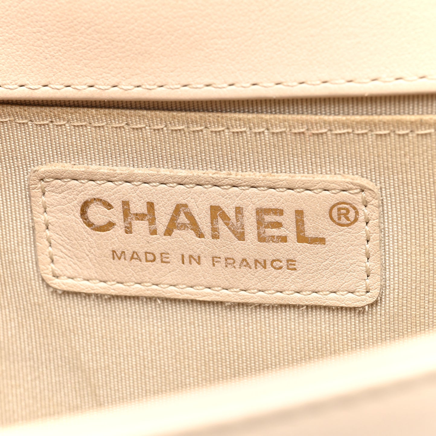 Calfskin Quilted Medium Boy Flap Beige