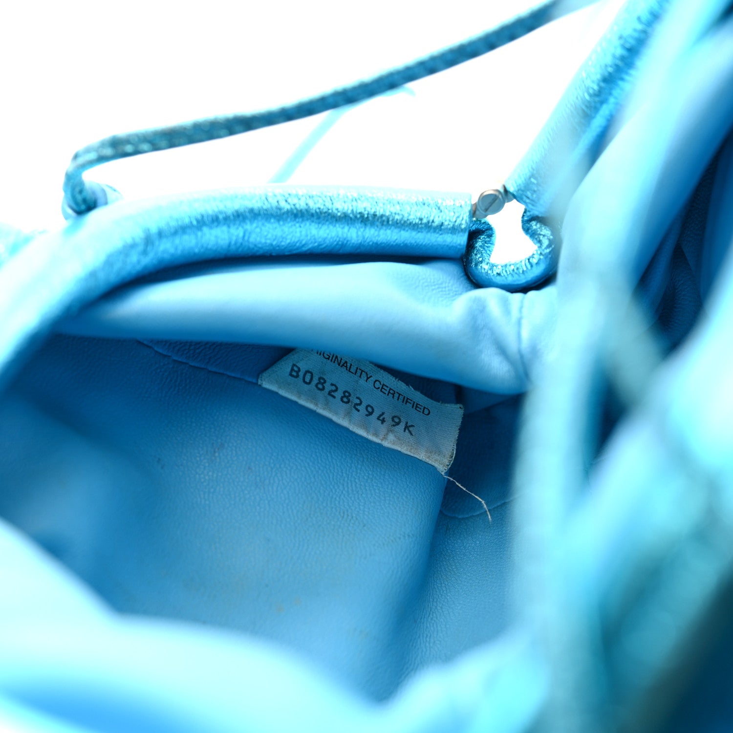 Bottega Veneta Metallic Crushed Calfskin The Mini Pouch Sky Blue 7 of 10