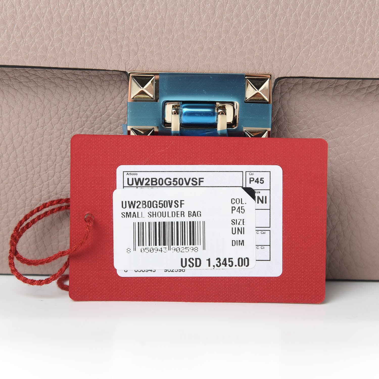 Valentino Garavani Pebbled Calfskin Small Rockstud Overlay Flap Shoulder Bag Poudre 12 of 12