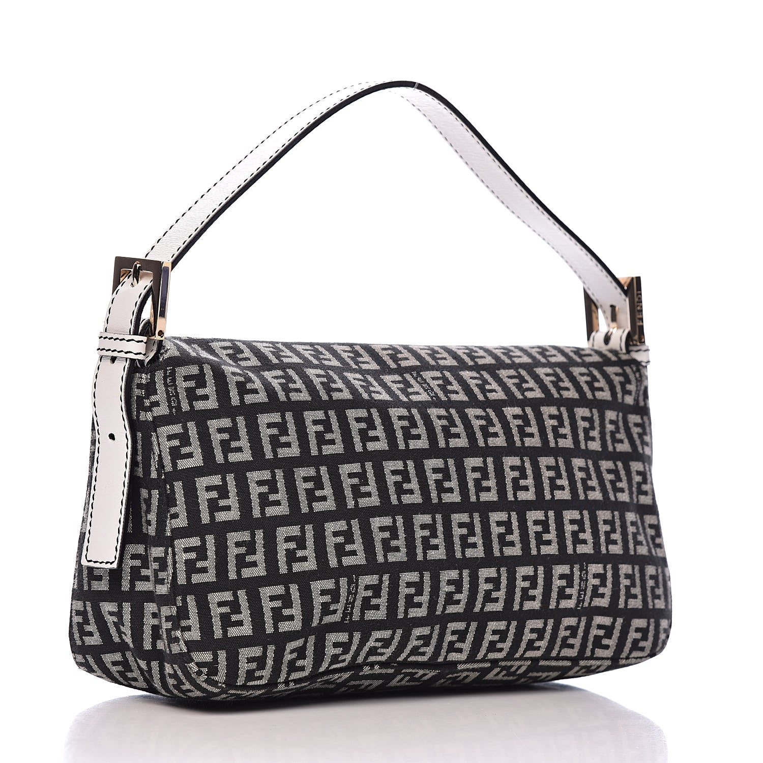 Fendi Zucchino Vitello Baguette Black White 3 of 11