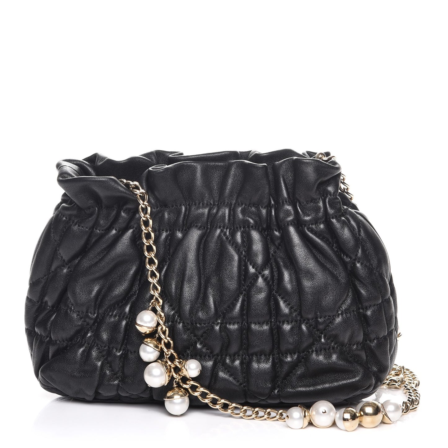 Gaufre Lambskin Cannage Delices Mini Bag Black