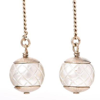 Chanel Metal Pearl Quilted CC Drop Earrings Gold 8 of 9