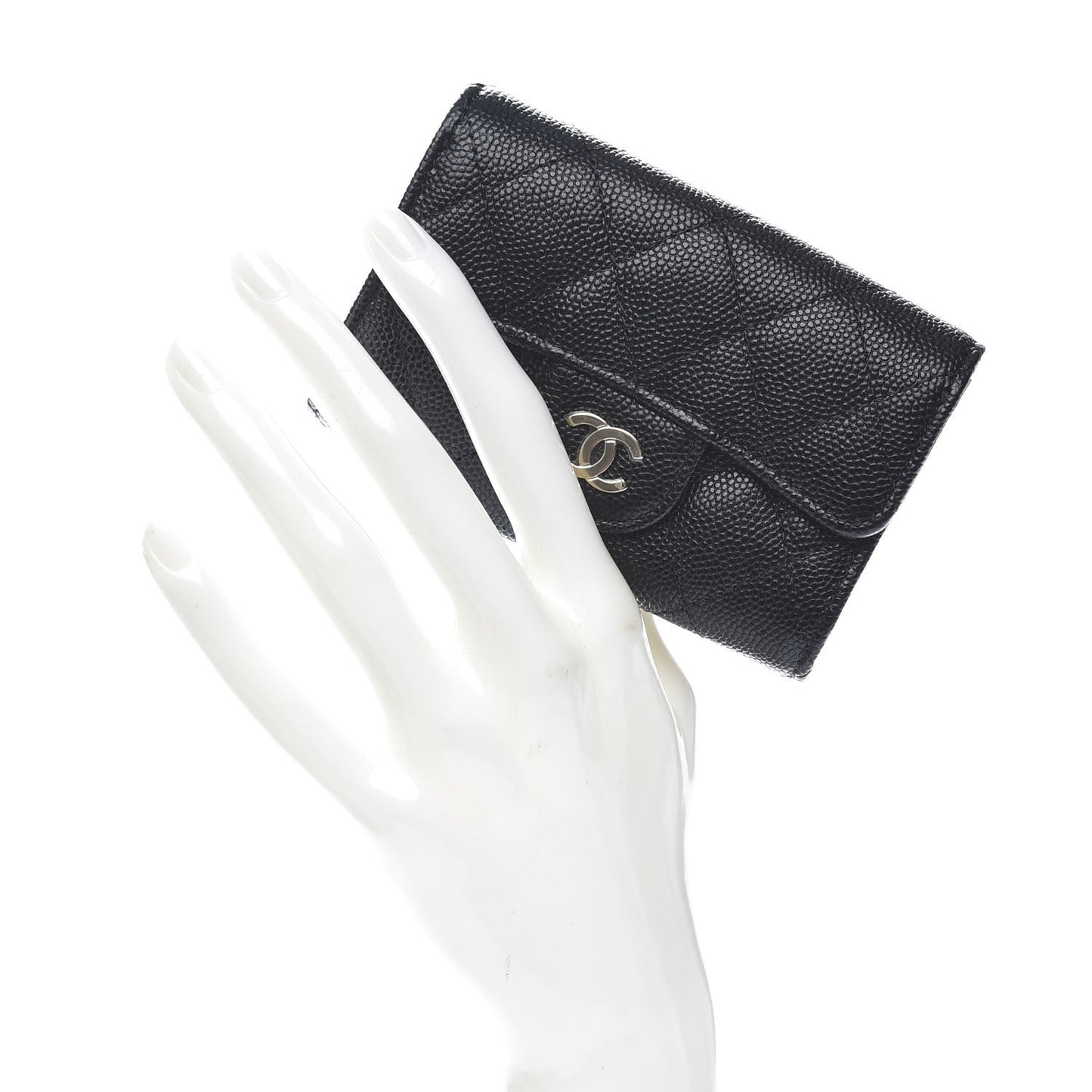 Caviar Quilted Classic 4 Key Holder Wallet Black
