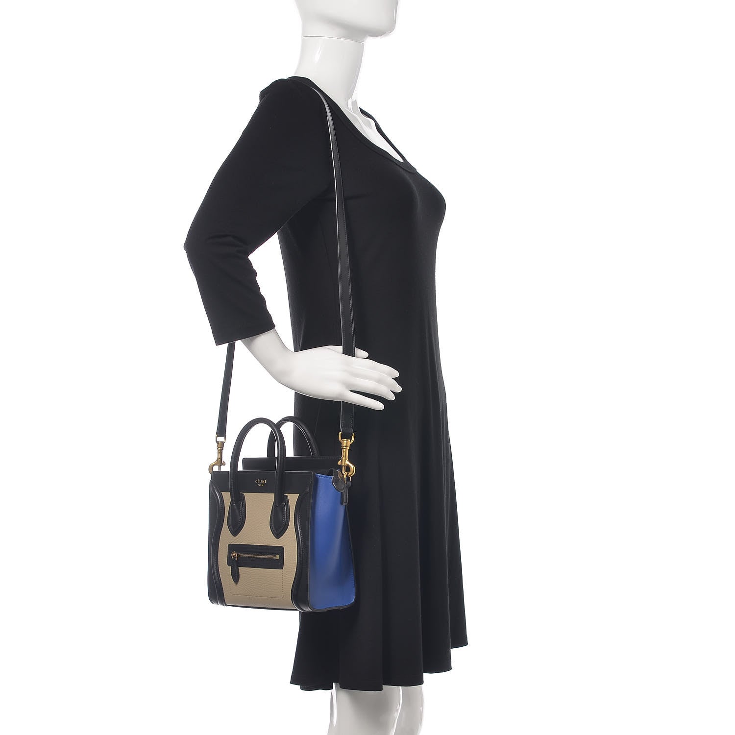 Celine Elephant Calfskin Nano Tri-Color Luggage Beige 2 of 15