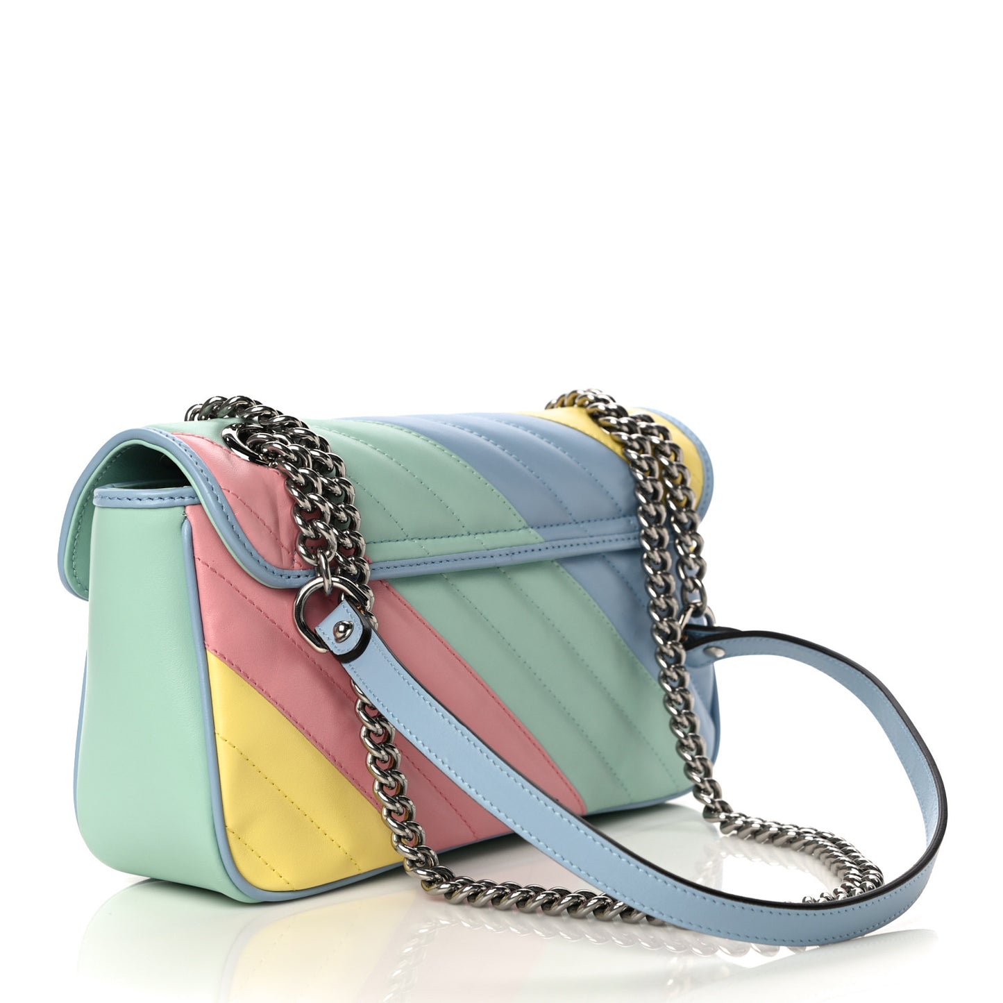 Calfskin Matelasse Diagonal Small GG Marmont Shoulder Bag Multicolor Pastel