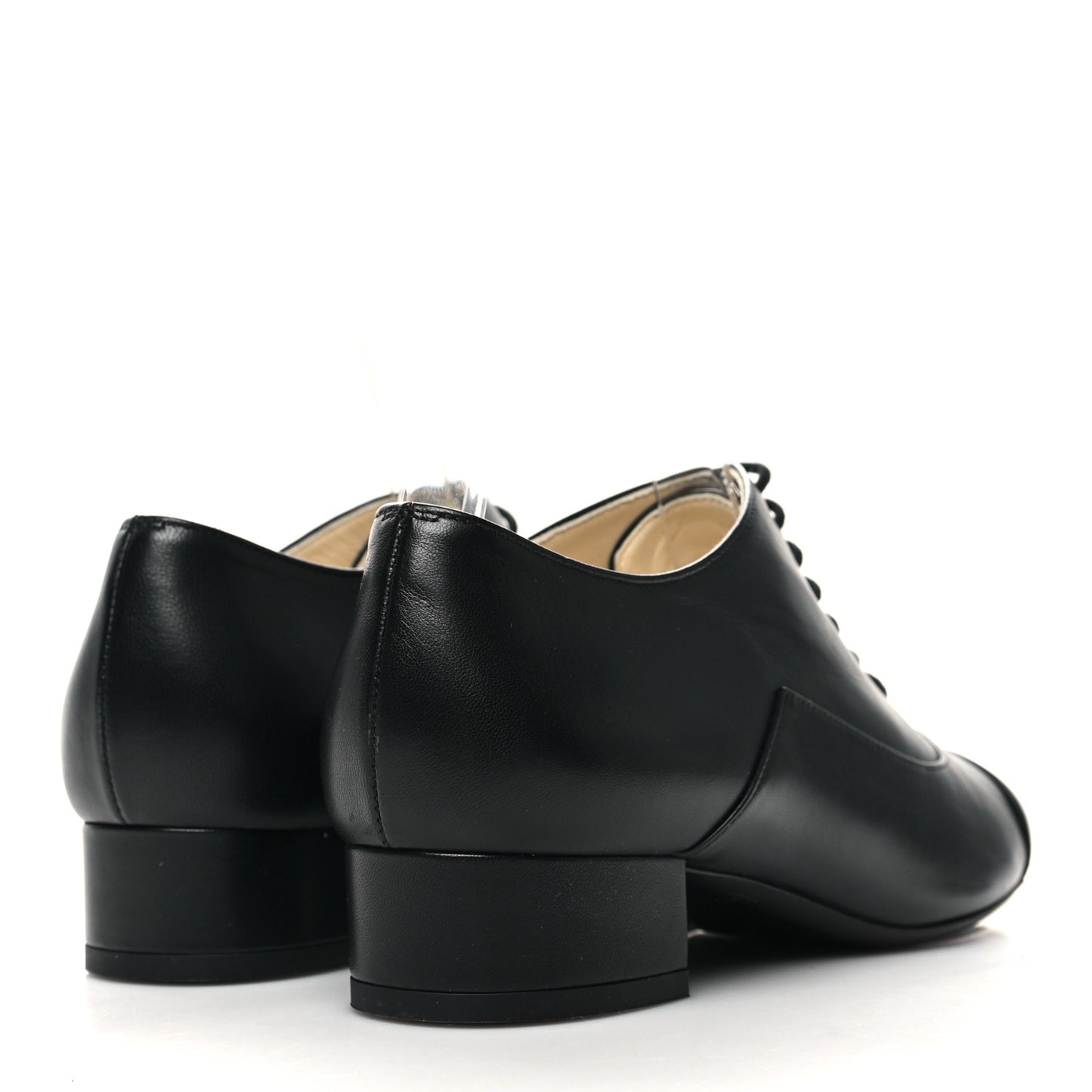 Lambskin CC Lace Up Oxfords 37.5 Black