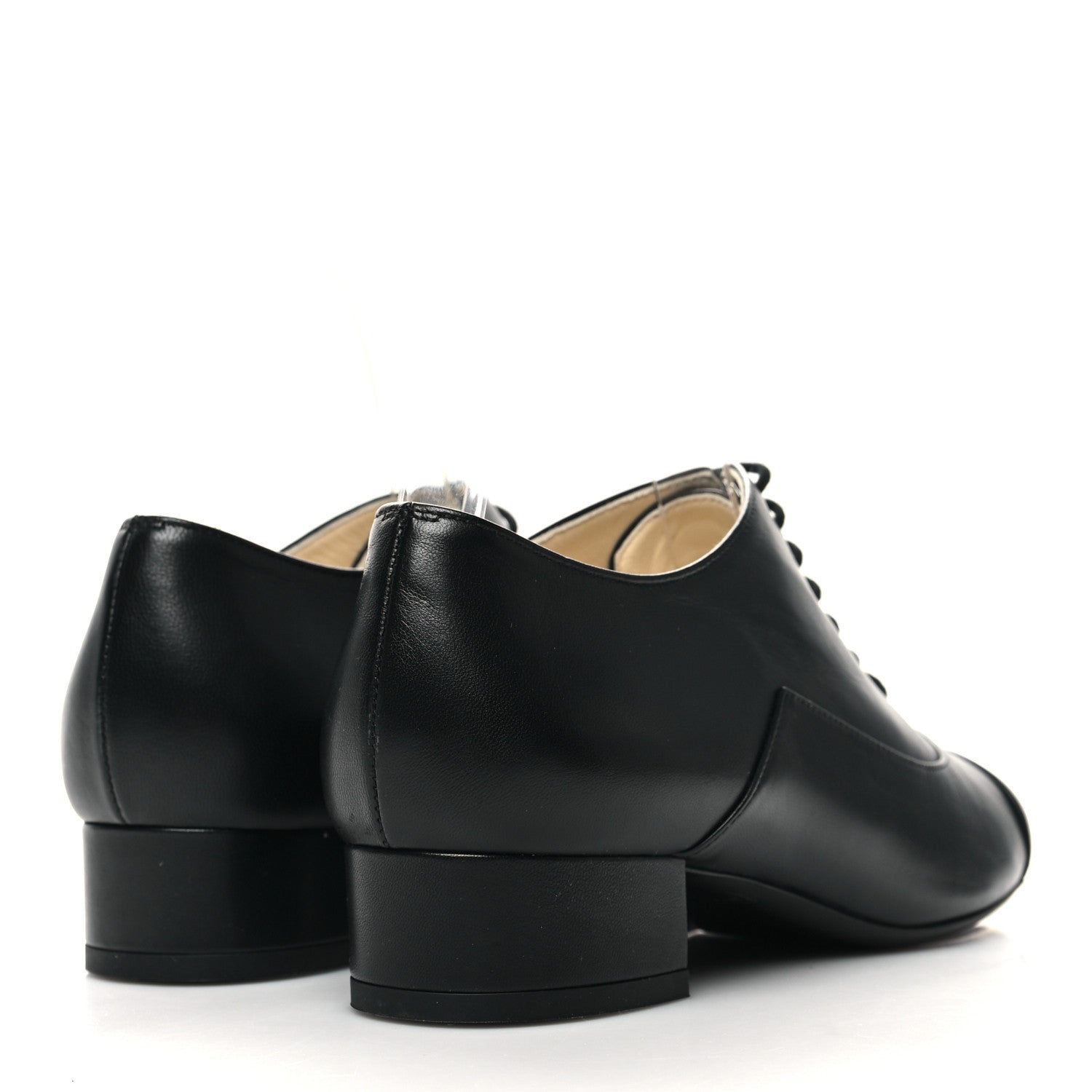 Chanel Lambskin CC Lace Up Oxfords 37.5 Black 4 of 7