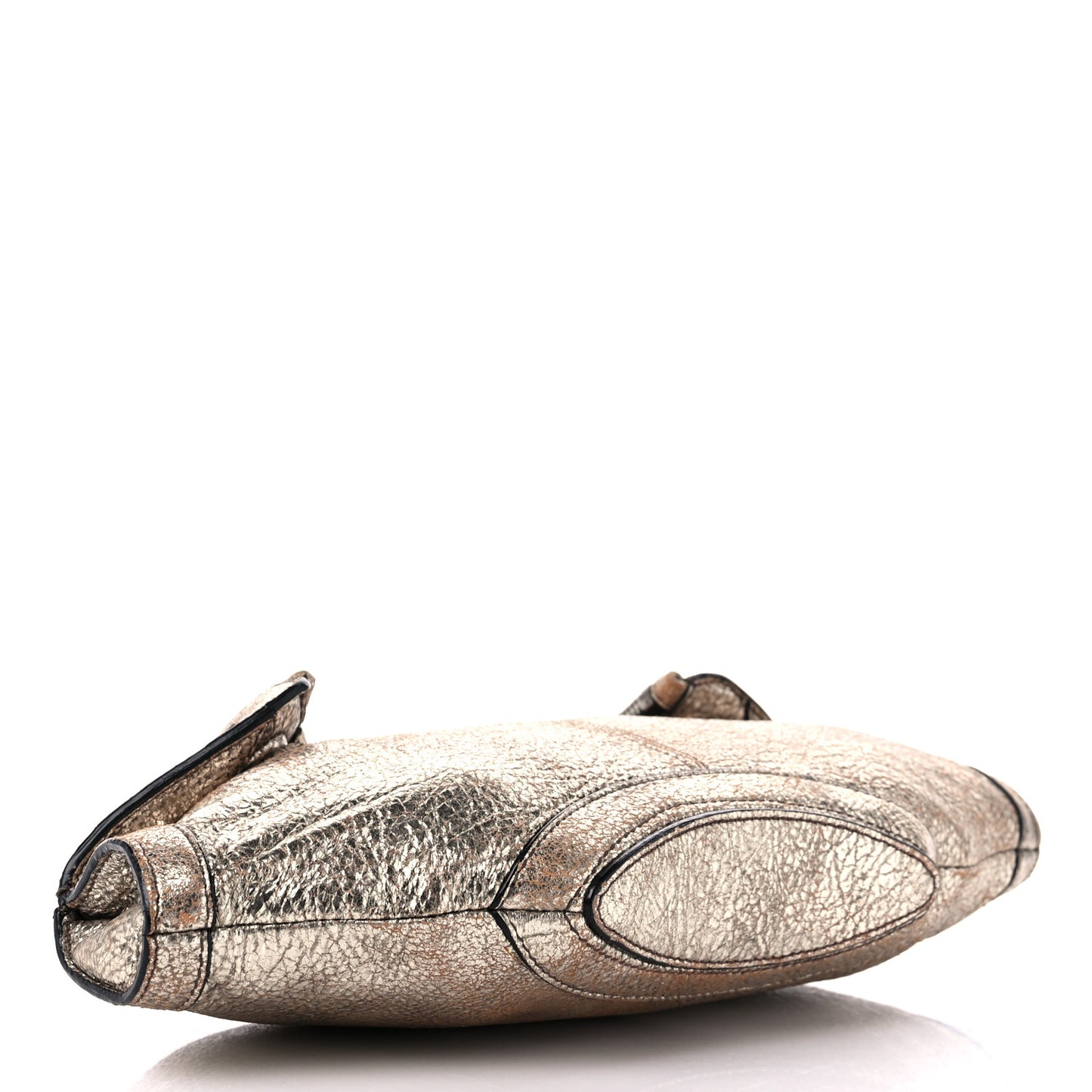 Metallic Crackled Lambskin De Manta Clutch Gold