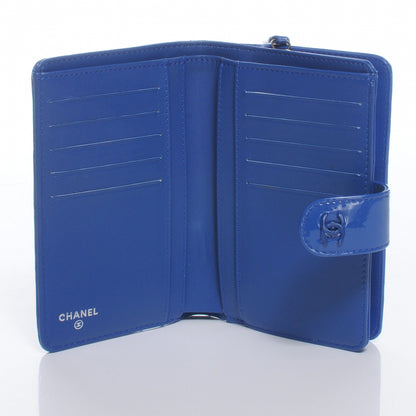 Chanel Patent Quilted Compact Zip Wallet Blue 5 of 7