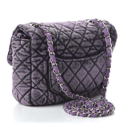 Chanel Washed Denim Quilted Small Denimpression Flap Violet Purple Black 3 of 10