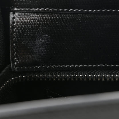 Celine Smooth Calfskin Lizard Embossed Micro Luggage White Black 12 of 17