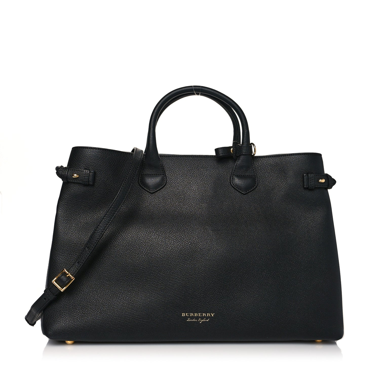Grainy Calfskin House Check Large Banner Tote Black