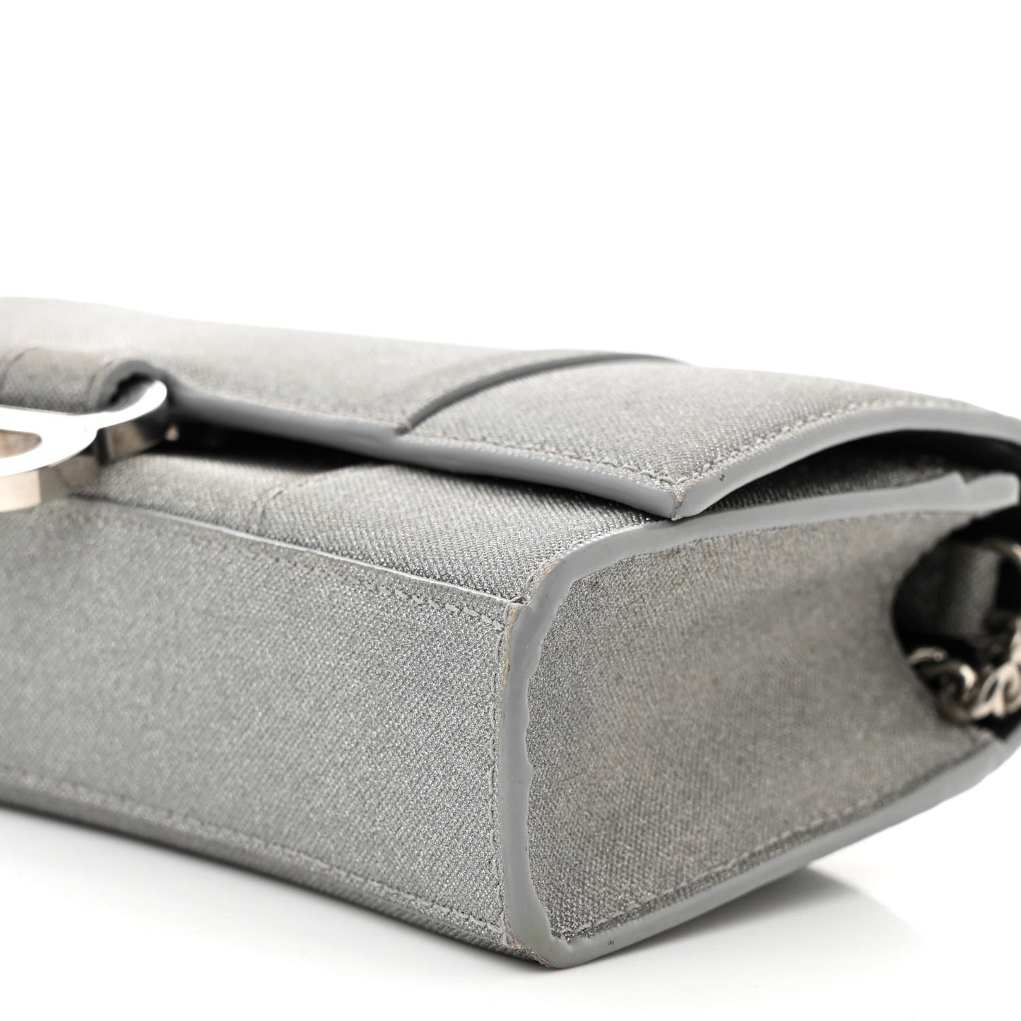 Glitter Fabric Hourglass Chain Bag Grey