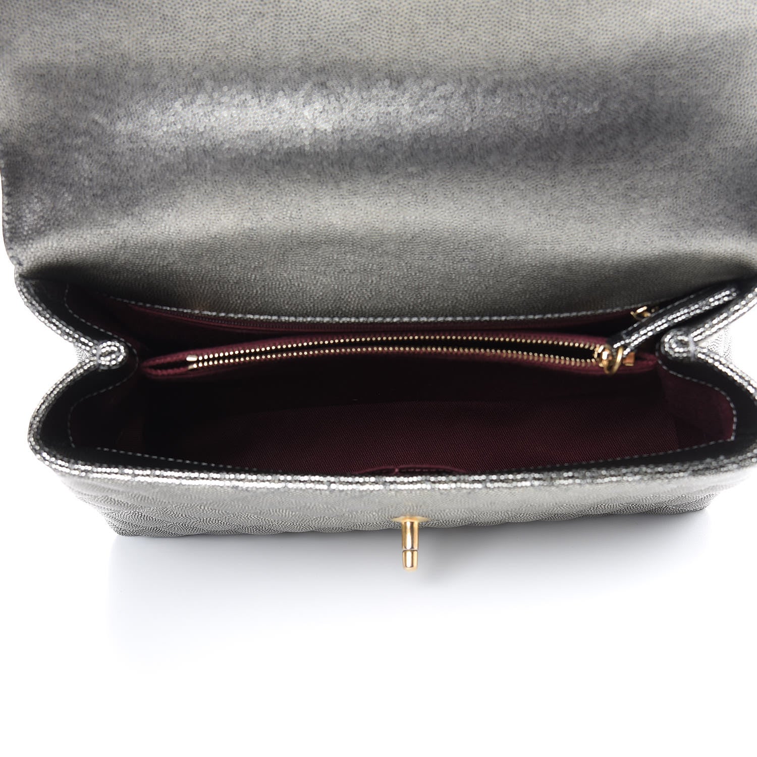 Chanel Metallic Caviar Quilted Small Coco Handle Flap Silver 5 of 10