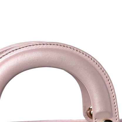 Christian Dior Metallic Lambskin Cannage Mini Lady Dior Lotus 14 of 15