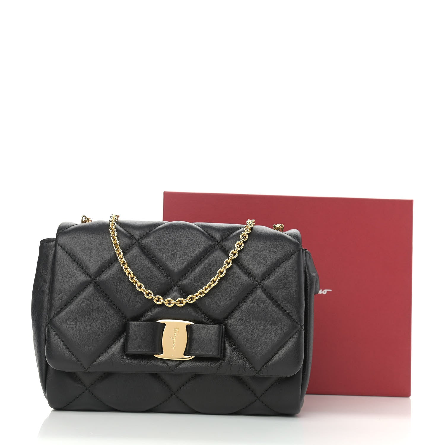Salvatore Ferragamo Nappa Quilted Ginny Crossbody Black 10 of 10