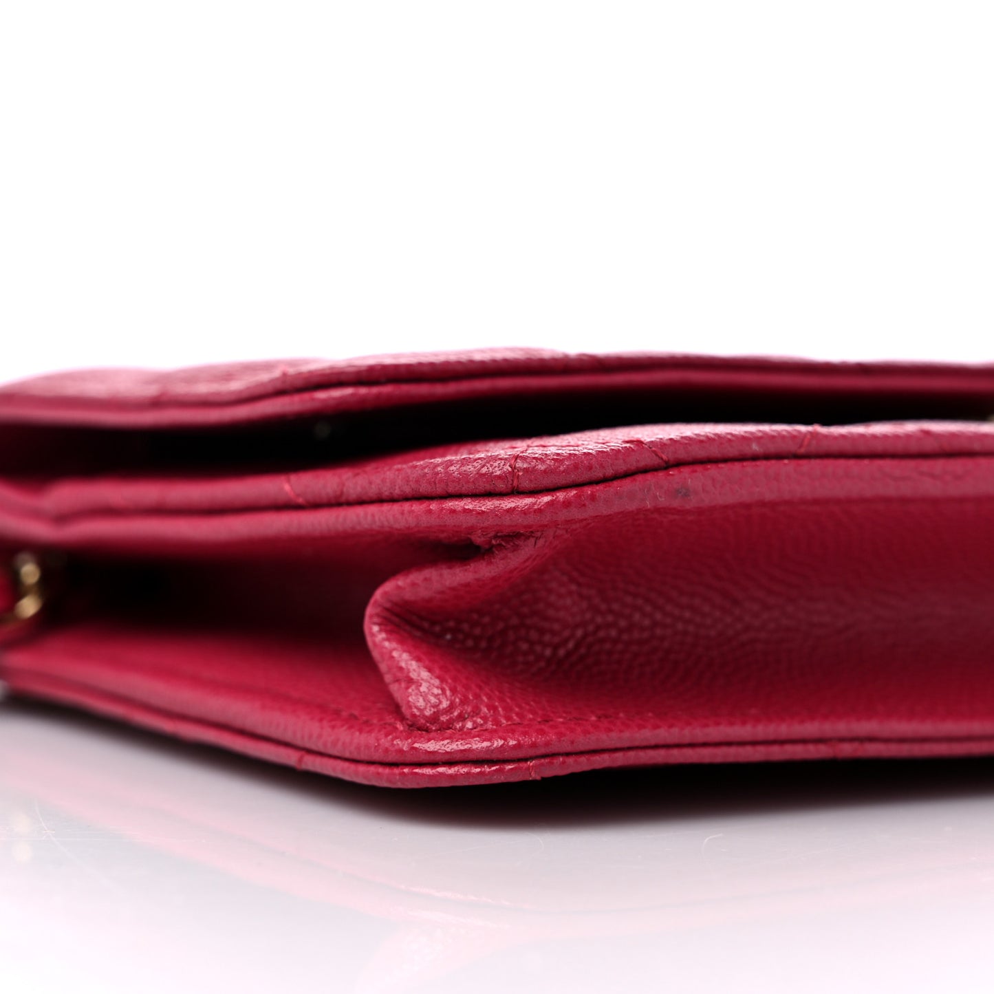 Caviar Quilted Wallet on Chain WOC Dark Pink