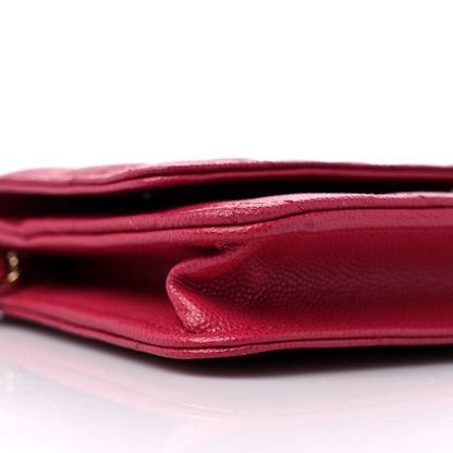 Chanel Caviar Quilted Wallet on Chain WOC Dark Pink 8 of 10