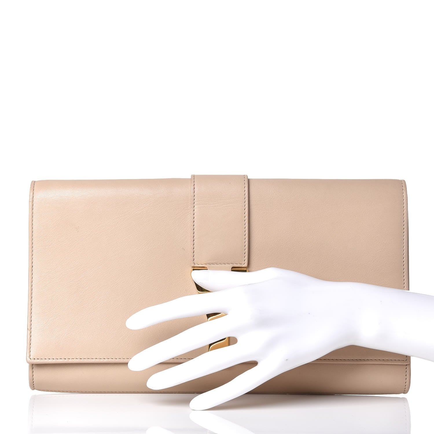 Saint Laurent Calfskin Classic Y Ligne Clutch Light Beige 2 of 11