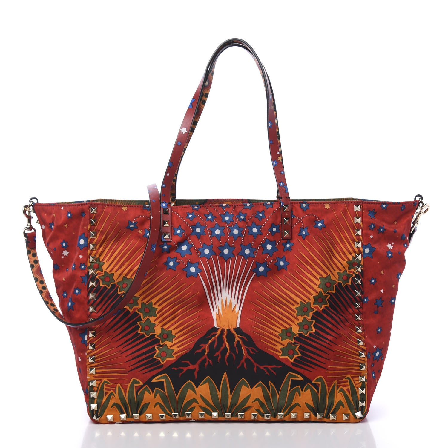 Valentino Garavani Canvas Enchanted Wonderland Medium Rockstud Reversible Tote Rosso 4 of 16