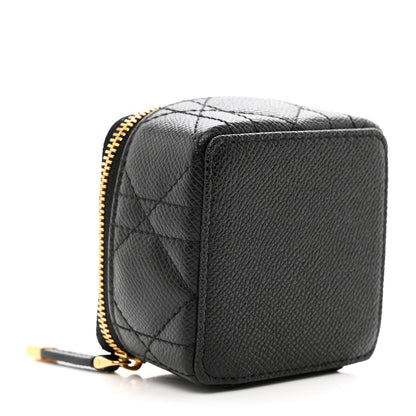 Christian Dior Grained Calfskin Cannage Mini Caro Jewelry Case Black 4 of 8