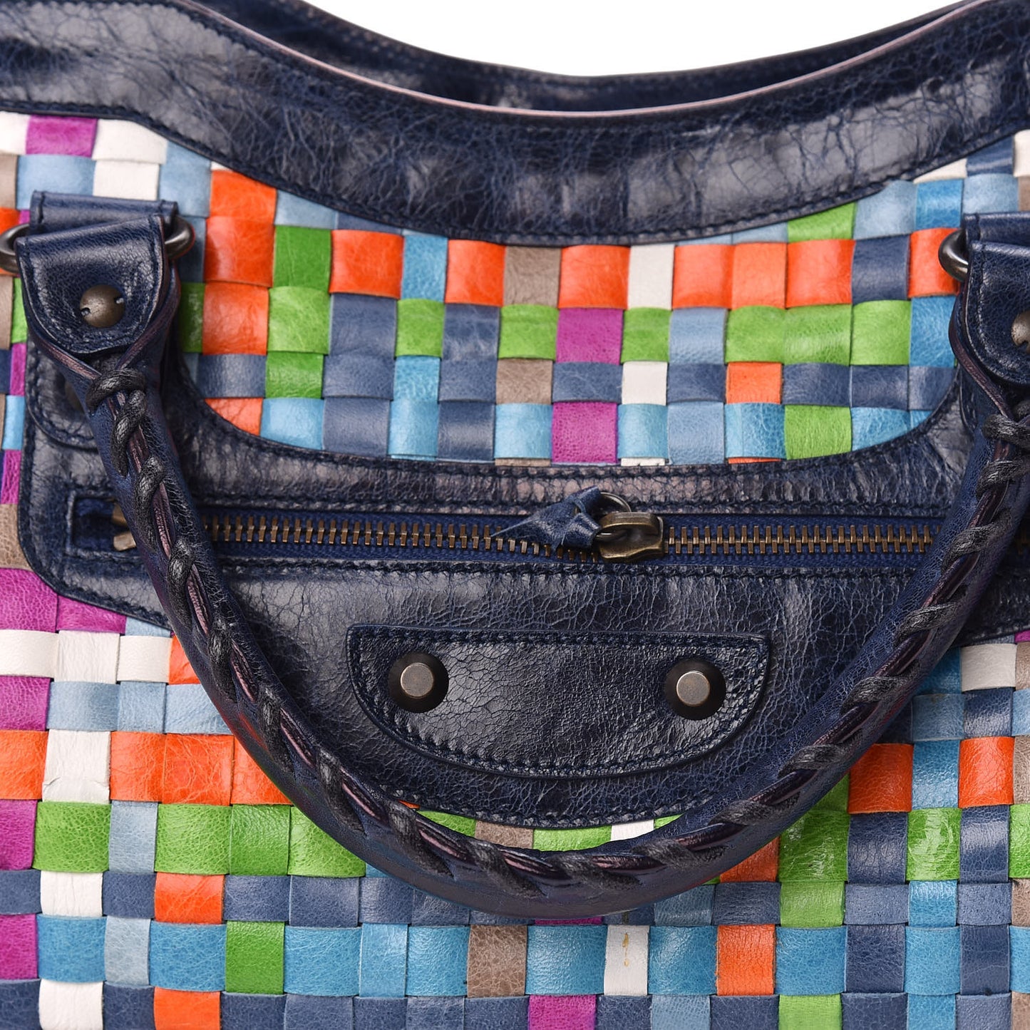 Agneau Lattice Woven Classic Hardware City Multicolor