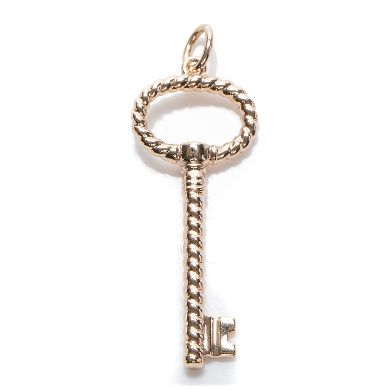 Tiffany 18K Rose Gold Twist Oval Key Pendant Necklace 1 of 4