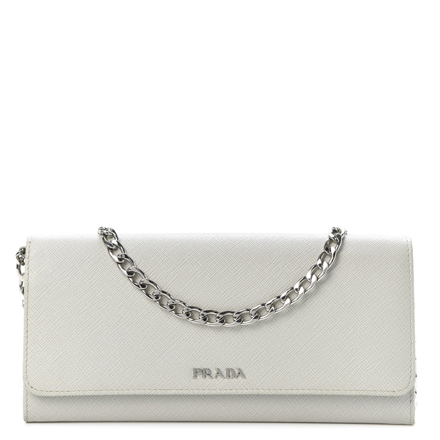 Saffiano Bi-Color Chain Wallet Talco Black