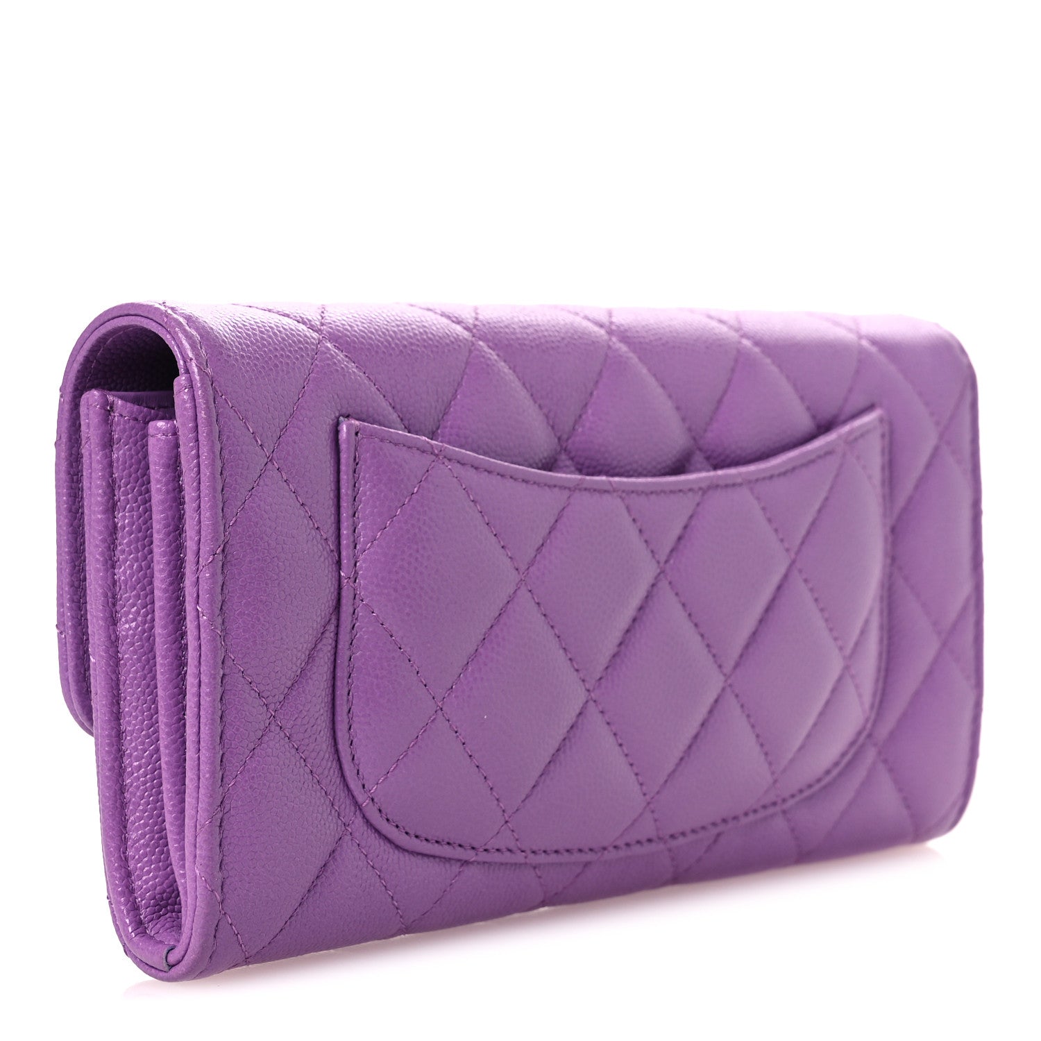 Chanel Caviar Quilted Large Gusset Flap Wallet Purple 3 of 13