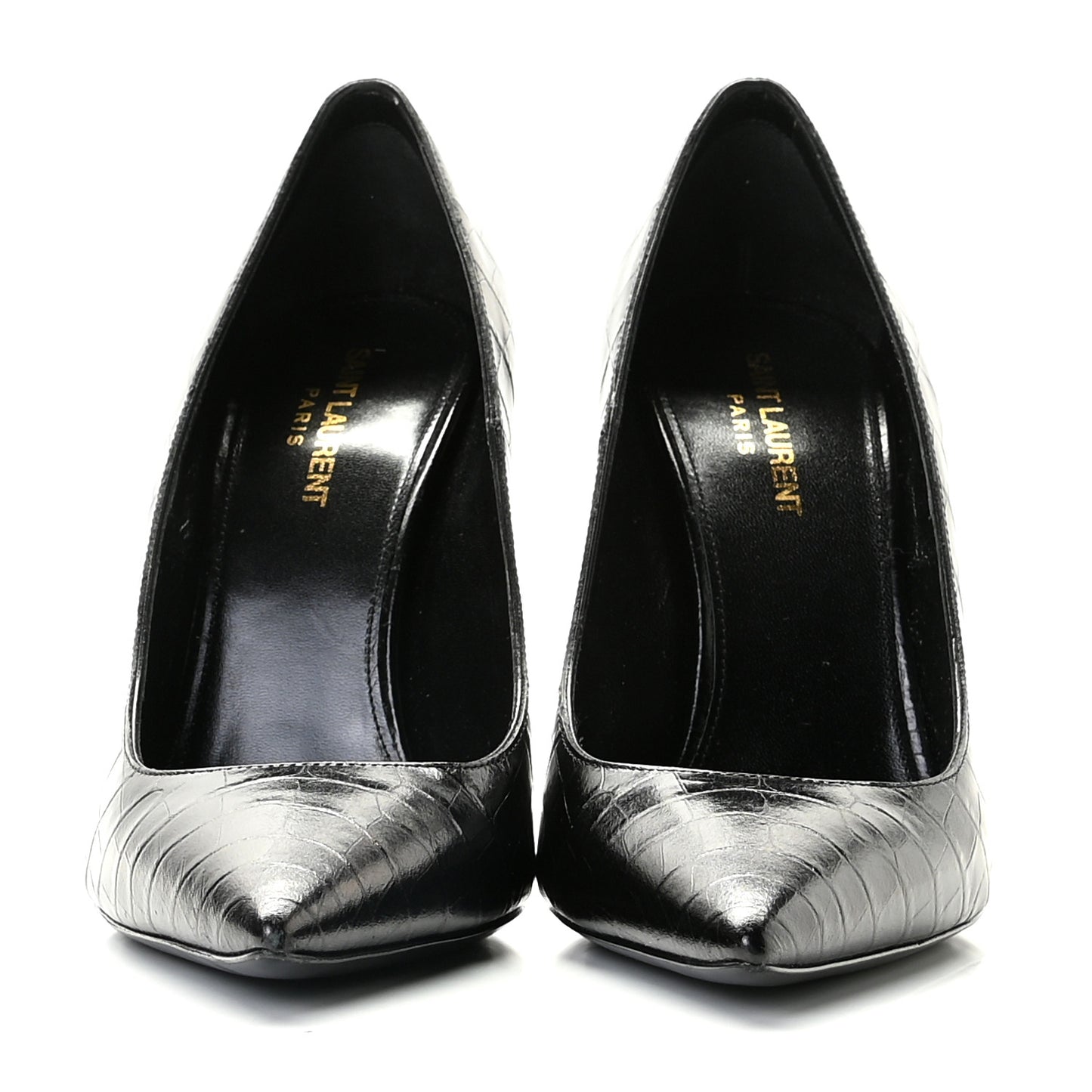 Calfskin Crocodile Embossed Opyum 110 Pumps 40 Black