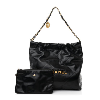 Chanel Shiny Calfskin Quilted Small Chanel 22 Black 3 of 12