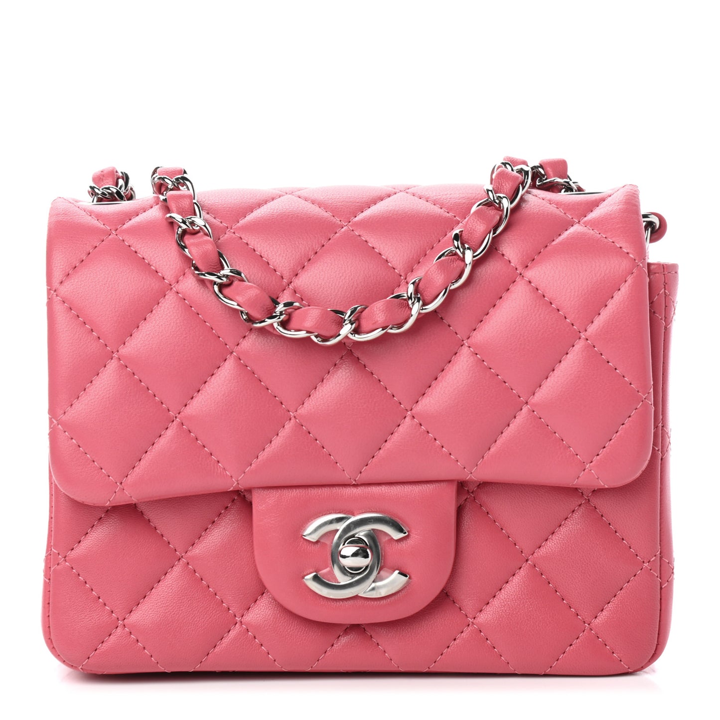 Lambskin Quilted Mini Square Flap Pink