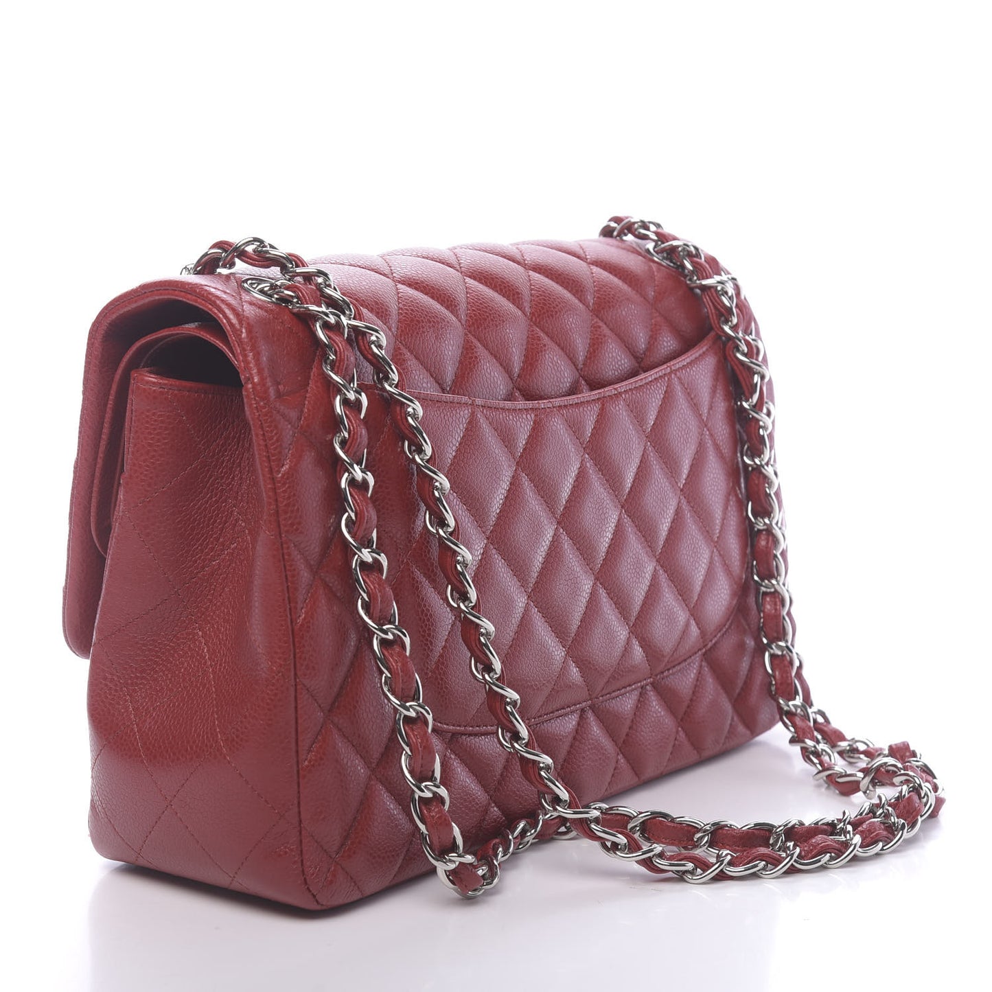 Caviar Quilted Jumbo Double Flap Red