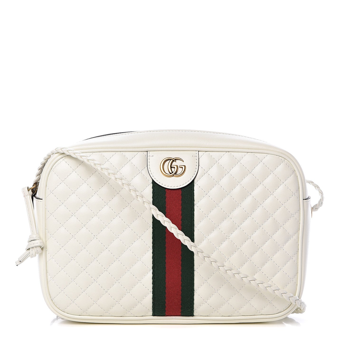 Calfskin Web Trapuntata Small Shoulder Bag Off White