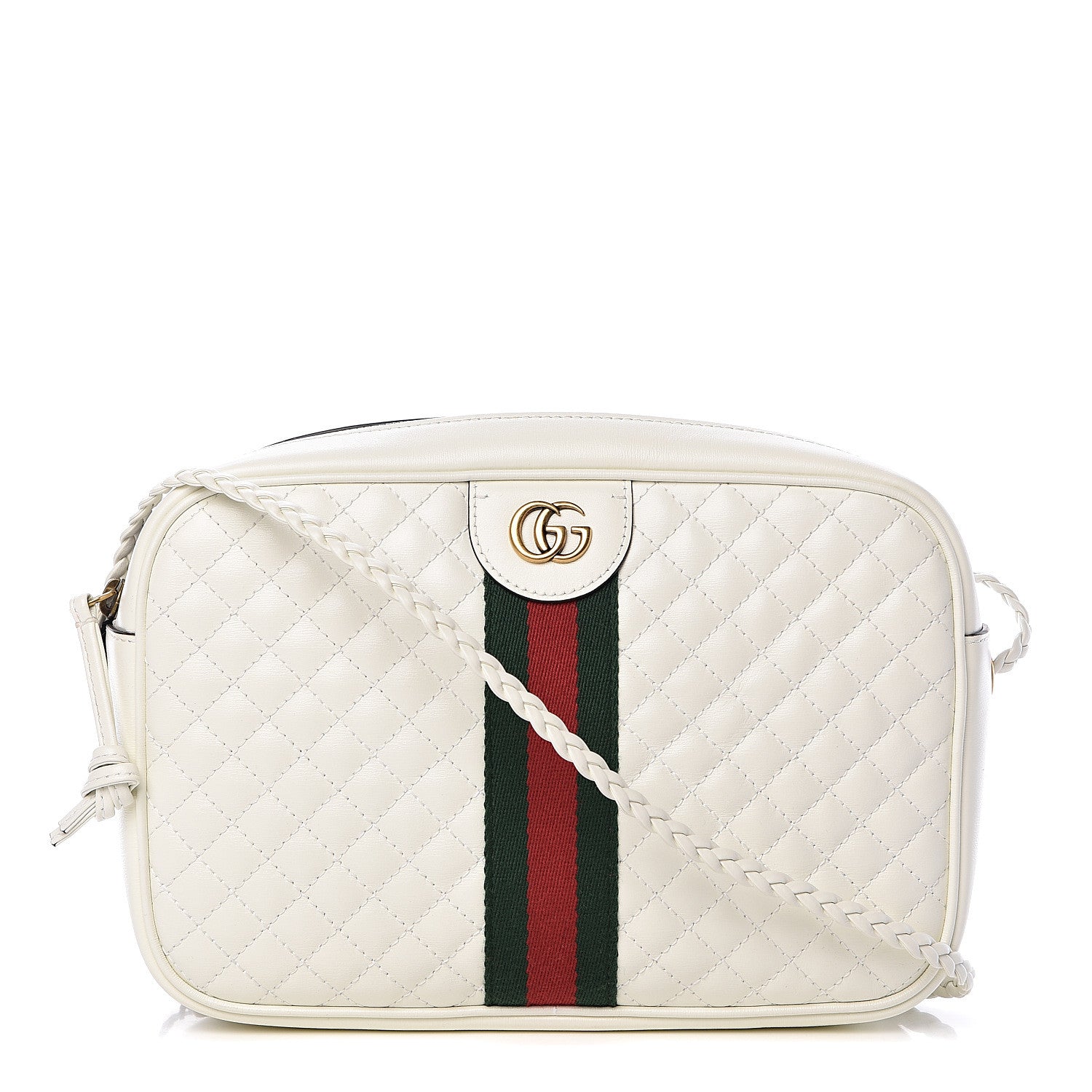 Gucci Calfskin Web Trapuntata Small Shoulder Bag Off White 1 of 10