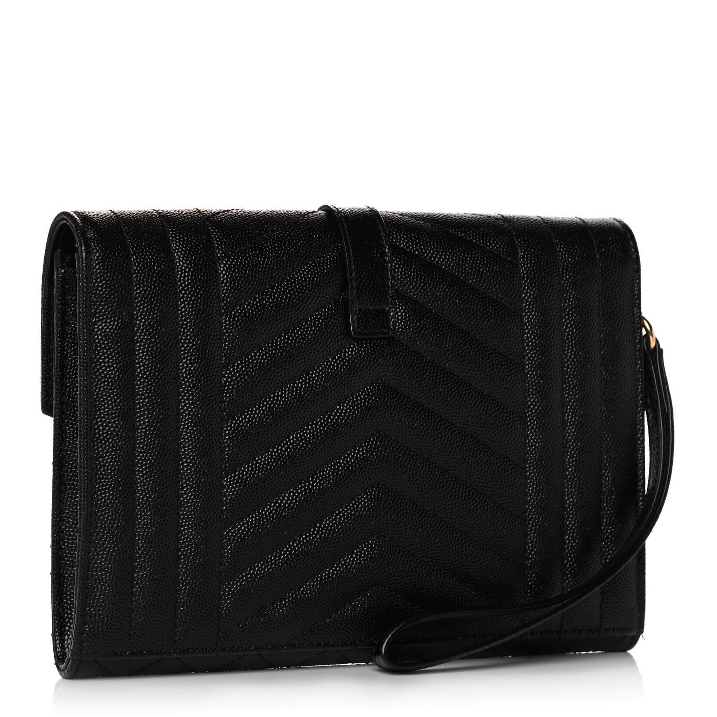 Grain De Poudre Textured Mixed Matelasse Triquilt Monogram Clutch Black