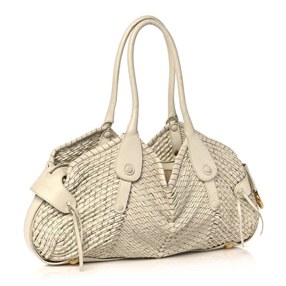 Salvatore Ferragamo Woven Calfskin Satchel White 2 of 17