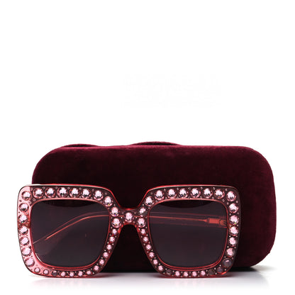 Gucci Acetate Crystal Oversize Sunglasses GG0148S Pink 8 of 8