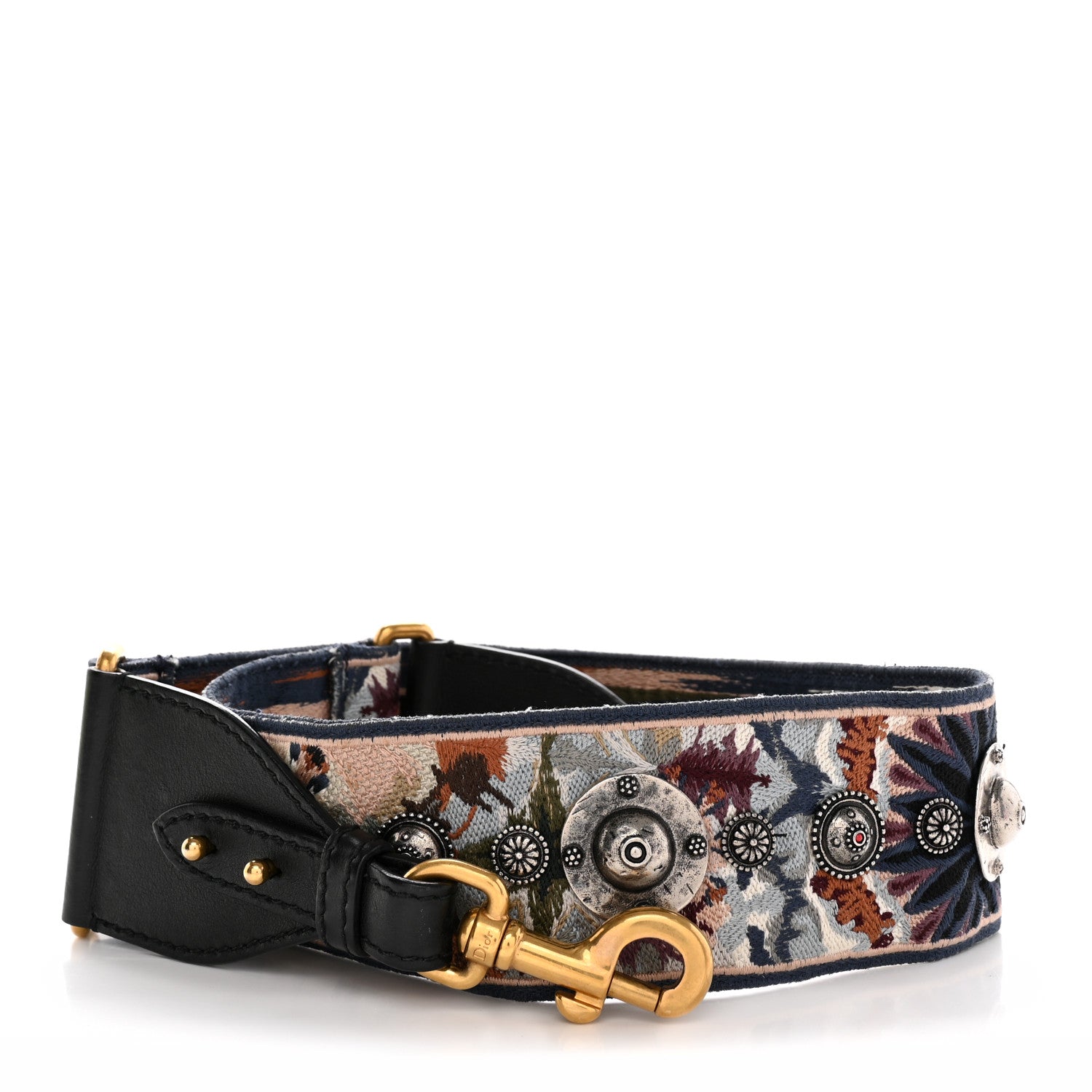 Christian Dior Canvas Studded Bohemian Shoulder Strap Black Multicolor 1 of 8