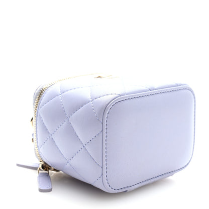 Chanel Lambskin Quilted Top Handle Mini Vanity Case With Chain Light Purple 4 of 11