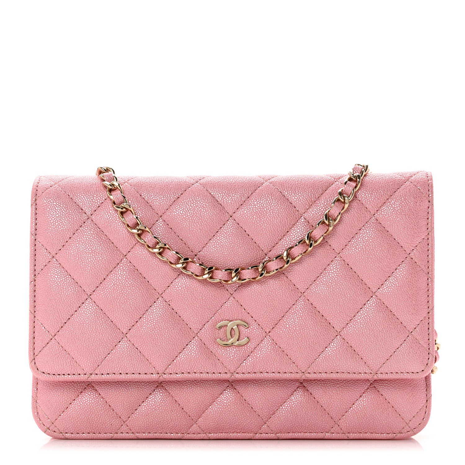 Chanel Iridescent Caviar Quilted Wallet on Chain WOC Rose Pink 1 of 10
