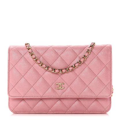 Chanel Iridescent Caviar Quilted Wallet on Chain WOC Rose Pink 1 of 10